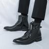 Fashion Sharp Pointed Men's Boots Fashionable British Formal Style Outdoor Trendy Business Party Wedding Office High Top Leather Shoes