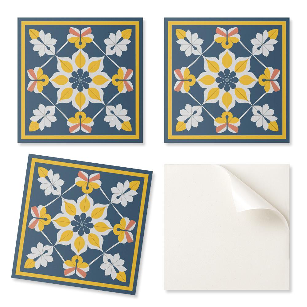 Paczka Kafelków Winylowych Z Wzorem Do Salonu Samoprzylepne Kwiatowy Wzór W Symetrii 20X20X20 Cm