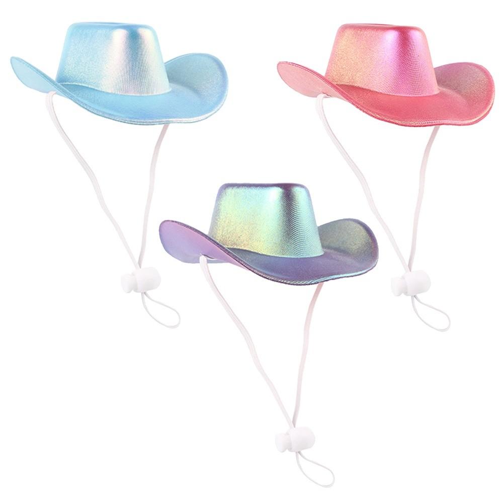 Регулируемая ковбойская шляпа для питомца, блестящая кепка для защиты от солнца, прочная шляпа-козырек для кошки, костюм для питомца