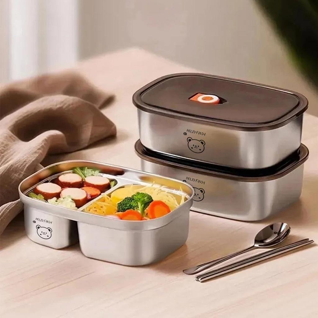 WORTHBUY Портативный ланч-бокс из нержавеющей стали 304 с крышкой, контейнер для еды, можно разогревать в микроволновой печи, герметичный бенто-бокс для студента, взрослого