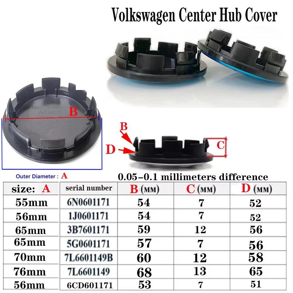4pcs 55mm 56mm 65mm 70mm 76mm Car Wheel Center Caps Hubcap Cover for VW Volkswagen Jetta MK5 Golf Passat styling 3B7601171 zq6
