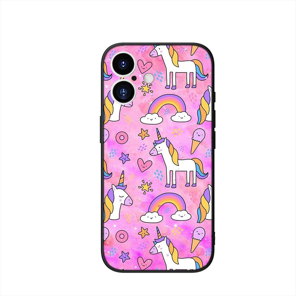 Cute Pink Unicorns Rainbow Cover Phone Case for Apple iPhone 17 16 15 11 Pro XS Max XR 6 7 8 Plus + SE 2020 5 16E
