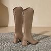 Plus Size New Women Boots Zipper Thick High Heels Simple Autumn Winter Boots Knee High Botas