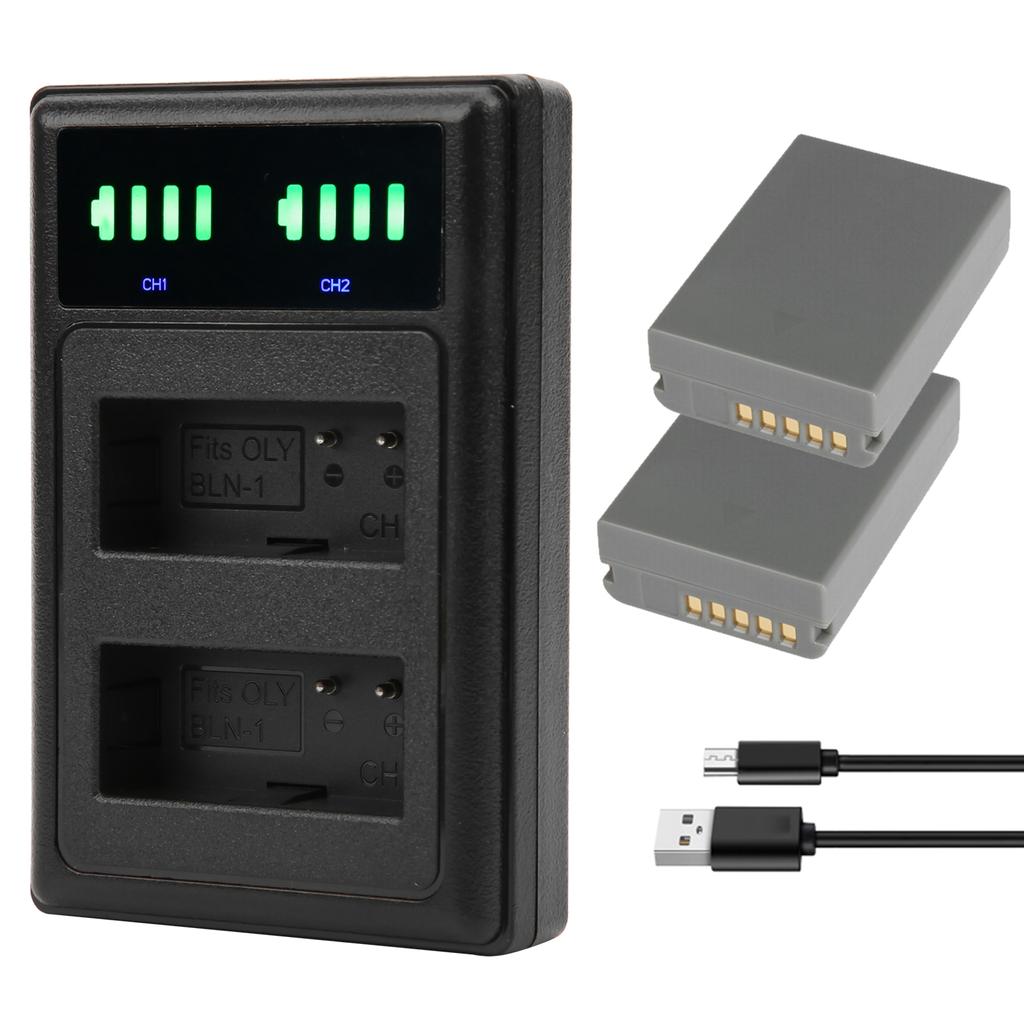 Микро TypeC Двухпортовая Камера Двойной Дисплей Двойная Док-станция Зарядное устройство для аккумулятора BLN1 Черный