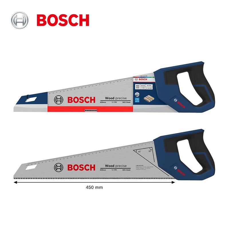 Bosch Ручная пила по дереву 450 мм / 500 мм Сталь SK5 Тройная заточка Зубья Закалка токами высокой частоты Угол направляющей 45°/90° Рукоятка с мягким покрытием