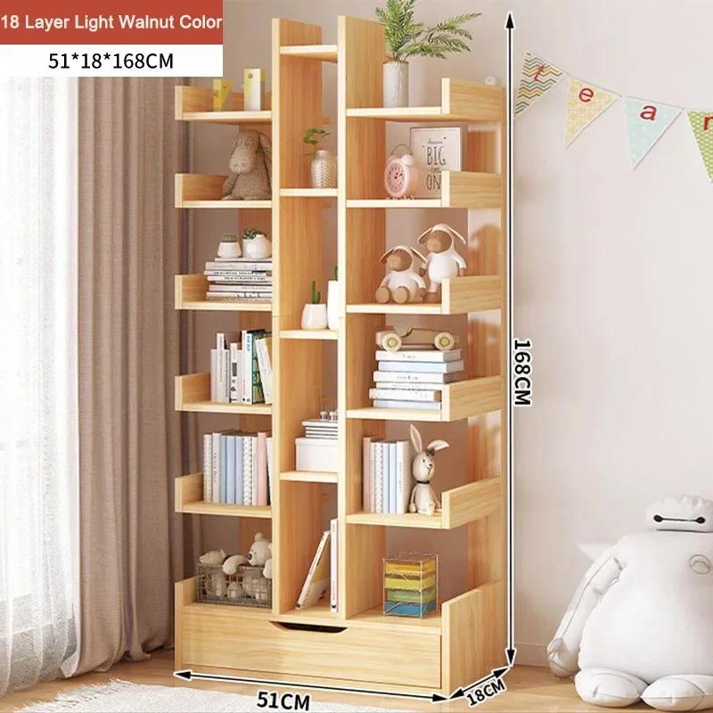 Floor Standing Living Room Bookshelf Multi-storey Library Shelf Open Ended Display Cabinet Small Footprint Simple Storage Rack