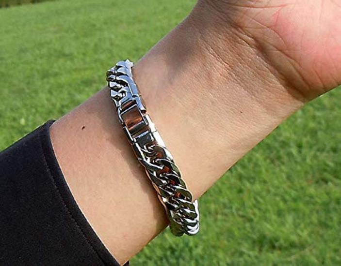 Bracelets for Men unbranded Titanium BW-23 Pure Kihei Chain 12mm Super Thick Type Double Cut 23cm 6-sided TIT-1-BW-23