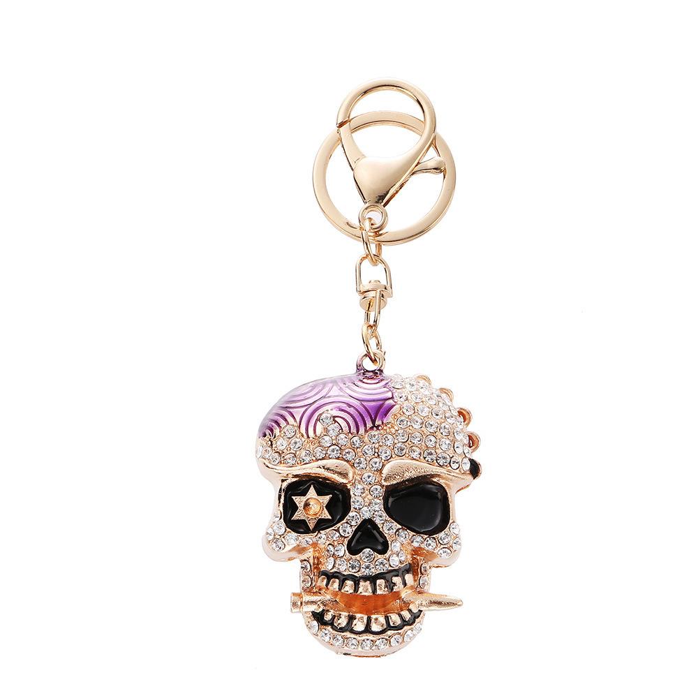 Halloween skull keychain, sparkling diamond studded, skull head, ghost head, bag pendant