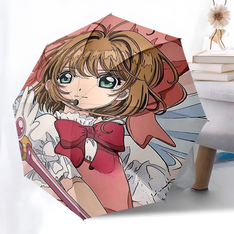 1 шт. Зонт для улицы Cardcaptor Sakura - Автоматическое открытие/закрытие, Портативная 3-складная конструкция с 8-реберным железным каркасом - Идеальный подарок для фанатов, путешественников,