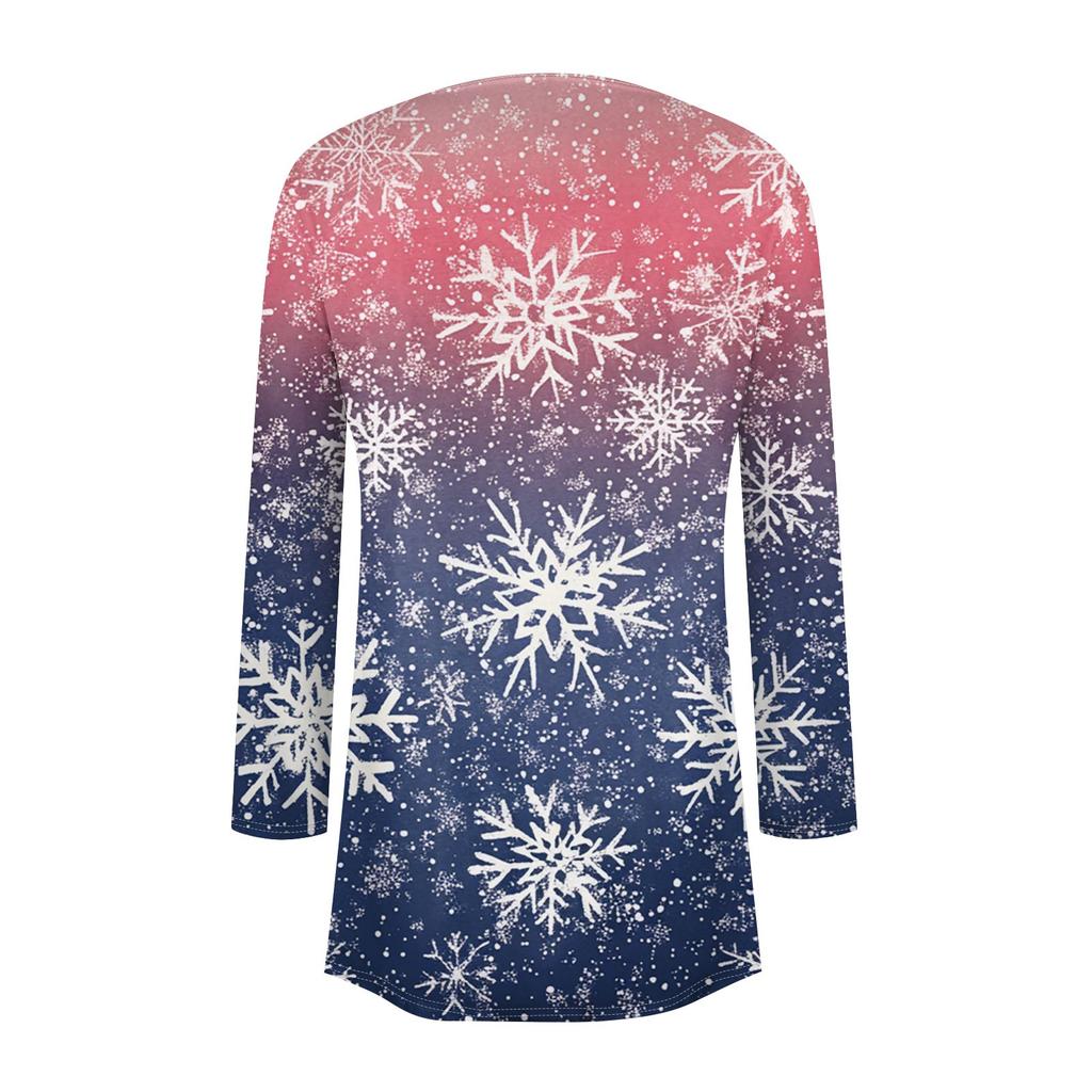 Женская мода повседневная рождественская печать средней длины кардиган куртка пальто