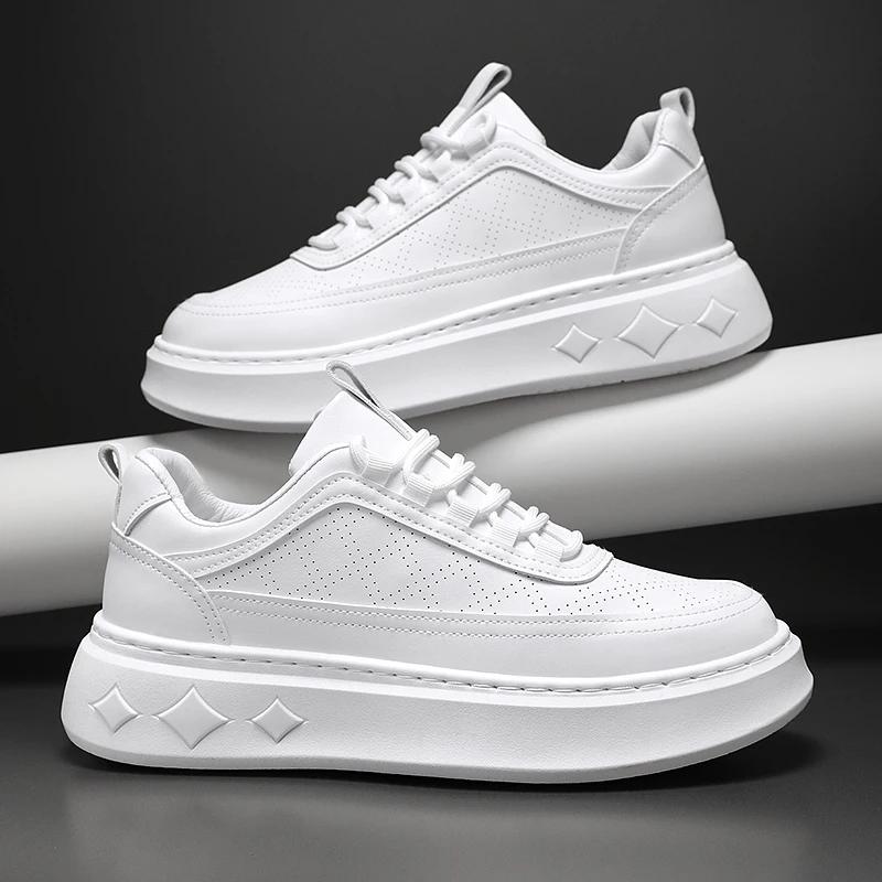 Новые модные тенденции, универсальные повседневные мужские маленькие белые туфли на толстой подошве, дышащие, весенние и осенние, размер 39-44