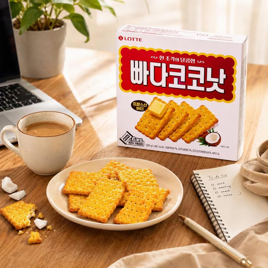 Хрустящее печенье Lotte с маслом и кокосом 300 г