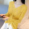 Casual V-Neck Blended Polyester Simple New Popularity Spring Autumn Long Women's T-Shirts Fashion