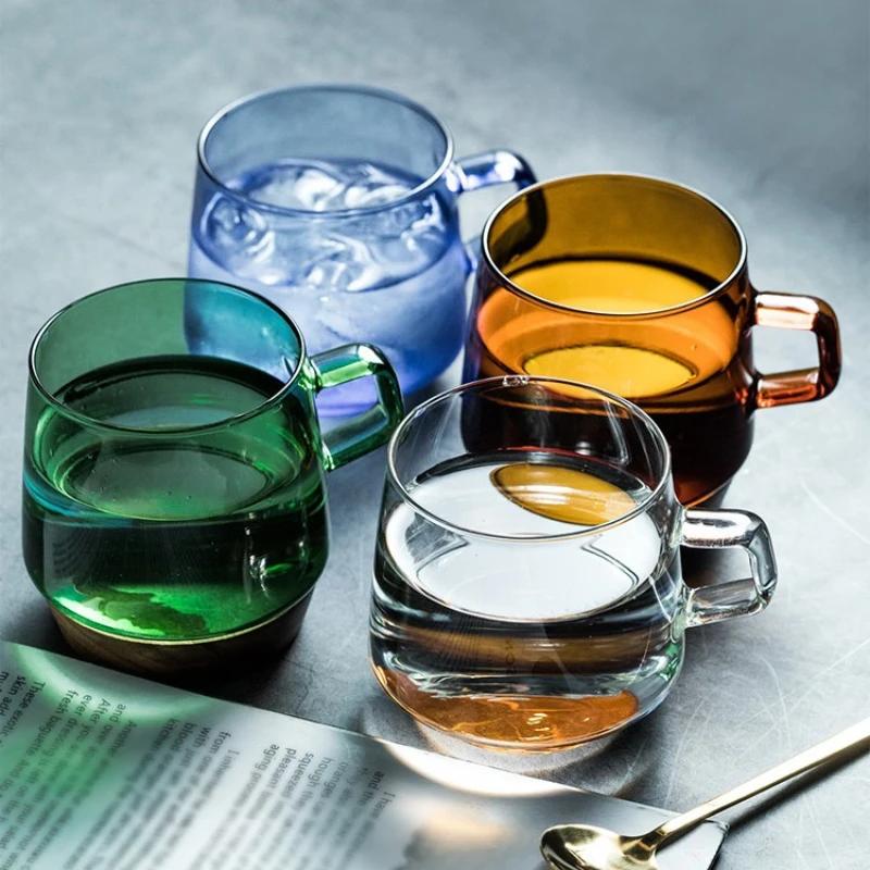 Heat-resistant Glass Cup of Coffee and Tea Tableware Color Espresso Cups Drinkware Teaware Cafes Coffee Travel Mug Set Aesthetic