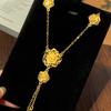 Роскошное женское подвесное ожерелье с заворачивающейся розой из чистого золота 24K 9999