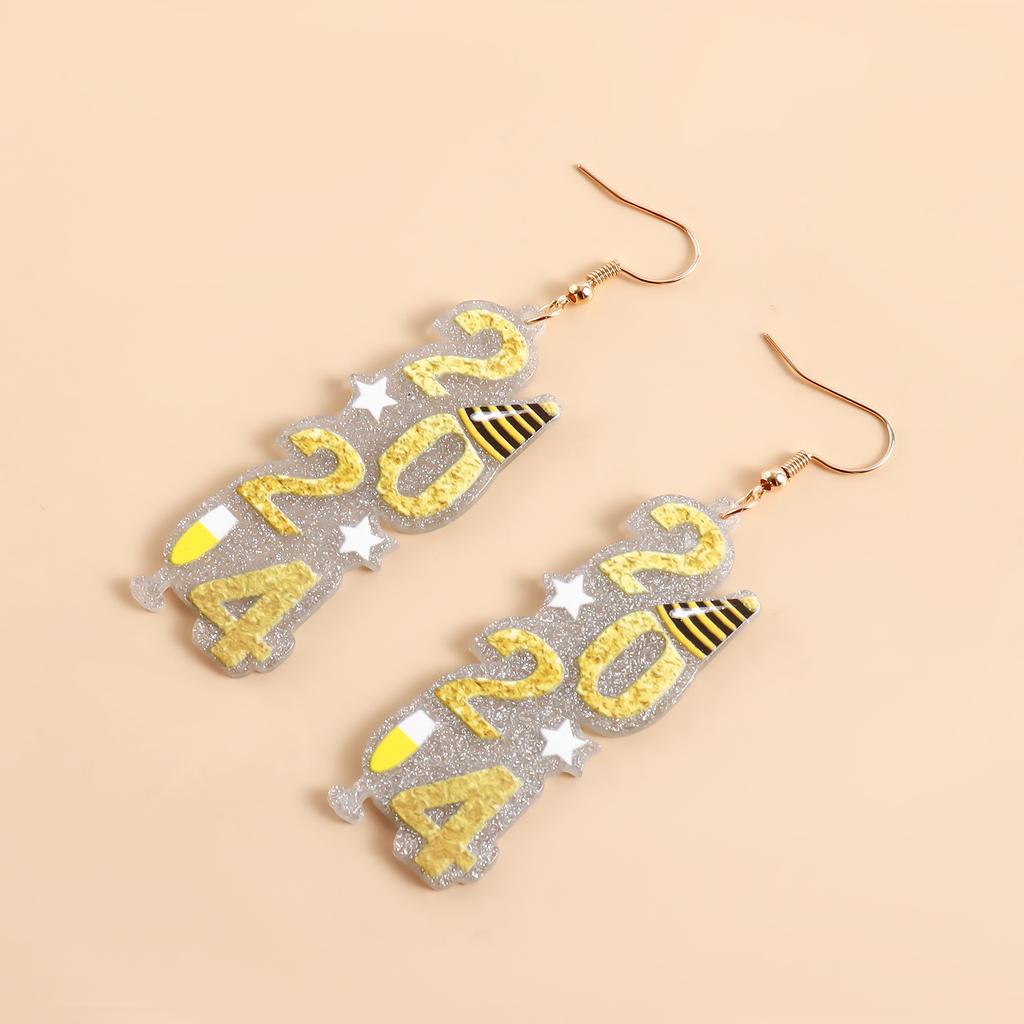 European and American New Year jewelry Internet celebrity creative party style 1111 digital yellow earrings, street tide acrylic earrings