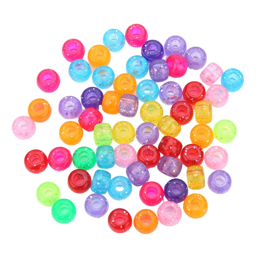 200pcs Round Colorful Acrylic Hair Beads Glow In the Dark for Kids Girls Braids and Women Fashion Hair Accessories