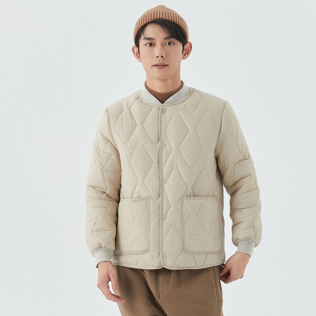 Зимой, для мужчин, Увеличенная толщина, Добавлен велюр для тепла, Длинные рукава, Хлопковая одежда, Свободный крой, Воротник на резинке, Хлопковая одежда