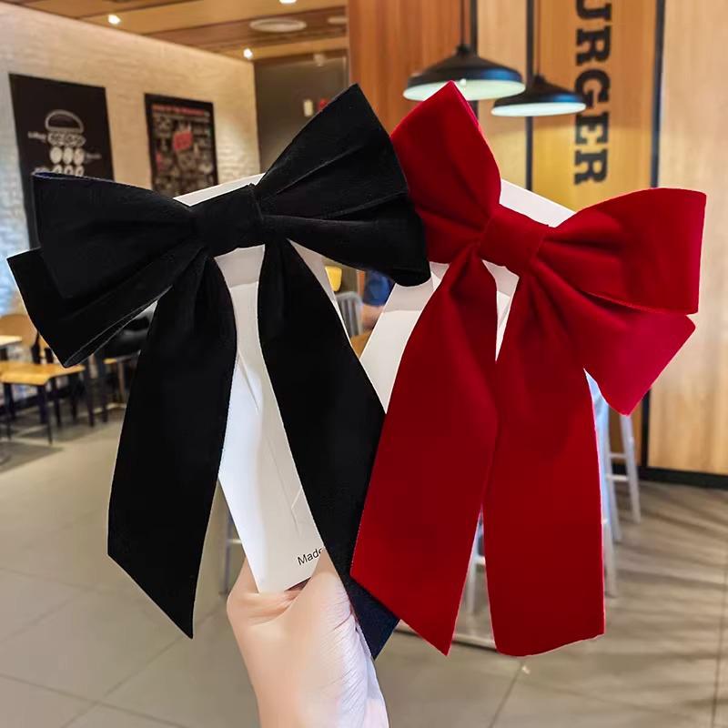 Elegant Velvet Bow Hair Clip Ribbon Bowknot Ponytail Barrette Hair Pin Women Girls Wedding Party Hair Accessories