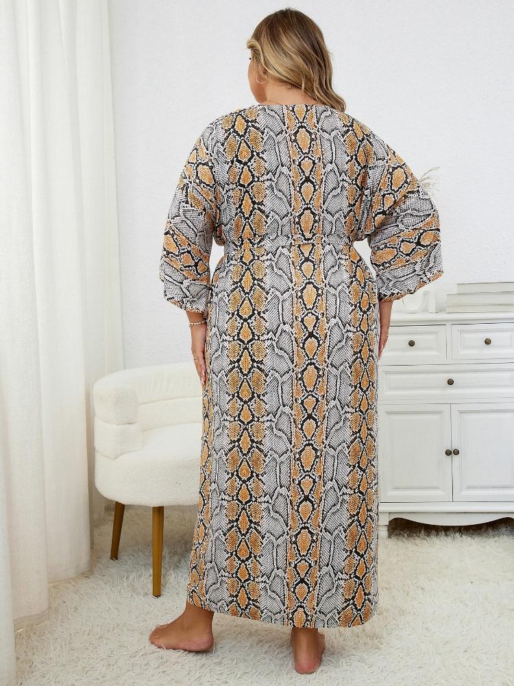 EDOLYNSA Коричневый женский кардиган больших размеров, кимоно, туника, купальный костюм, накидка со змеиным принтом, легкий отпуск, домашняя одежда в стиле бохо, пляжная одежда Q1414