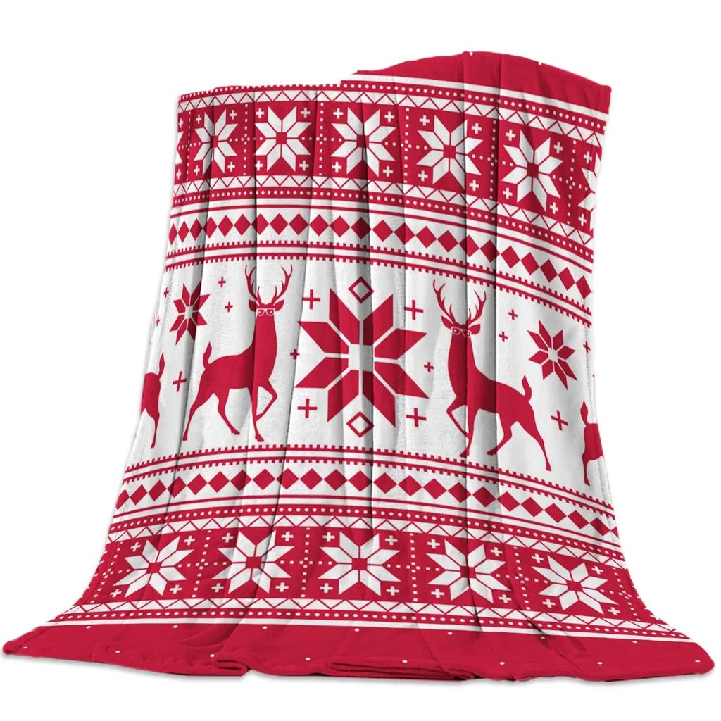 Christmas Winter Animals Checkered Buffalo Blankets Throw Cover Fleece Comfort Warm Room Couch Home Bedspread Blanket