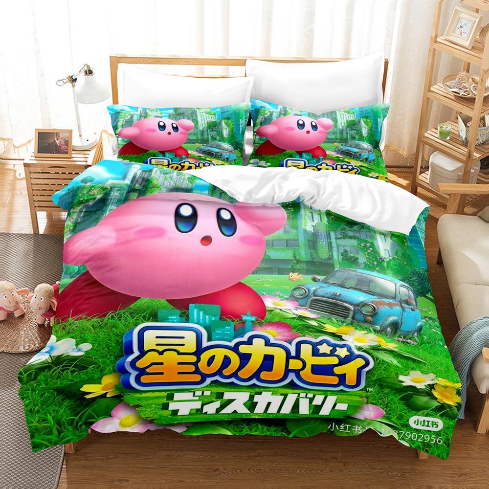 Звезда Кирби 3D Цифровая Печать Пододеяльник Простыня Комплект из Трех Предметов Домашний Текстиль Постельное Белье