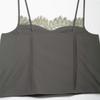 2025 Spring Women's Stylish Grey Lace Trim Spaghetti Strap Top