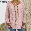 Women's Fashion Casual Fall Winter Solid Color Print Long Sleeve Hooded Sweaters