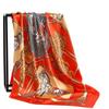 Luxury Brand Summer Kerchief Fashion Foulard Satin Headcloth 1 Piece of 35.4 Inches Square Shawls, Women Print 90X90CM Bandanna,