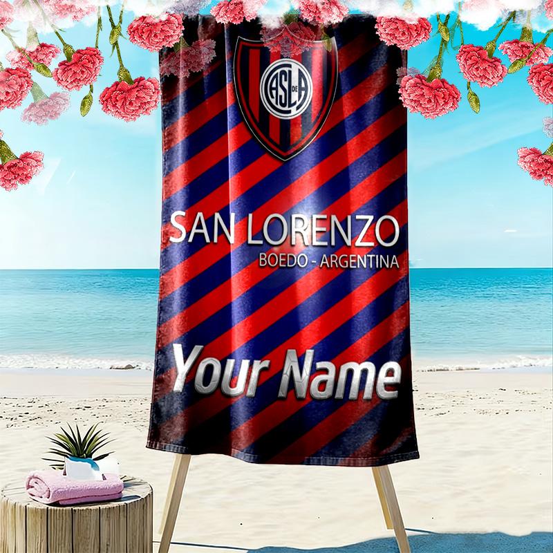 Name Custom San Lorenzo Logo Print Beach Towel, Large Soft Quick Dry Towel for Beach Camping Swimming