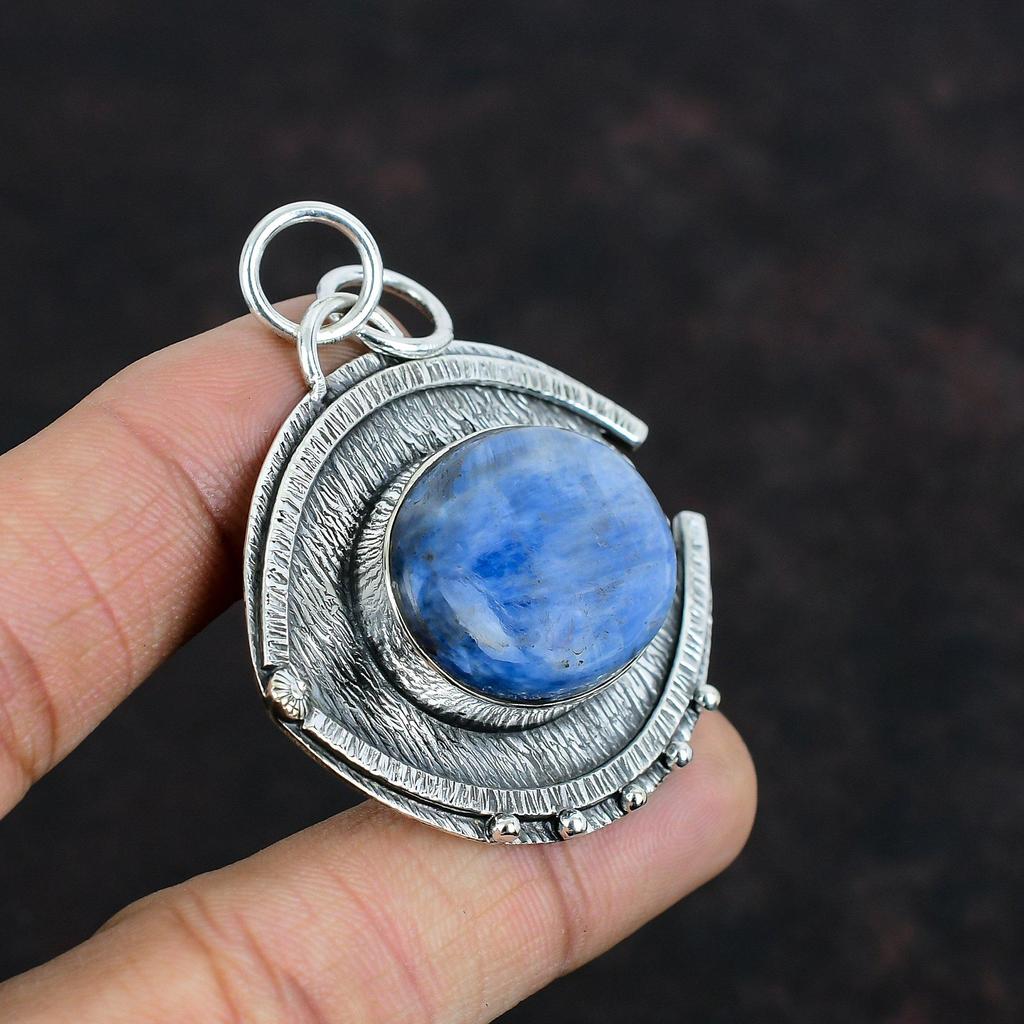Кулон с кианитом, подлинный драгоценный камень, кулон из стерлингового серебра 925 пробы, элегантный кулон, ювелирные изделия из кианита, кулон из серебра ручной работы, подарок на помолвку