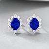 Xiancan Jewelry Серьги-гвоздики из стерлингового серебра 925 пробы, овальные, 6x8 мм, имитация королевского синего цвета - Роскошная модная новинка.