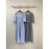 C S In The Room Free Poki CheCk Square neCk Puff Sleeve Long dreSS 2Color
