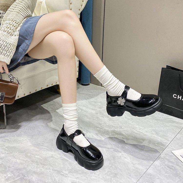 Туфли Мэри Джейн на платформе, женские весенние туфли в студенческом стиле, маленькие кожаные туфли, туфли из свиной почки, одинарные туфли на толстом каблуке