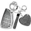 Key Fob Cover With Diamond Heart Keychain Car Key Shell Compatible With -2024 Chevy Tahoe Suburban GMC Yukon Denali Silverado Buick Full Protector