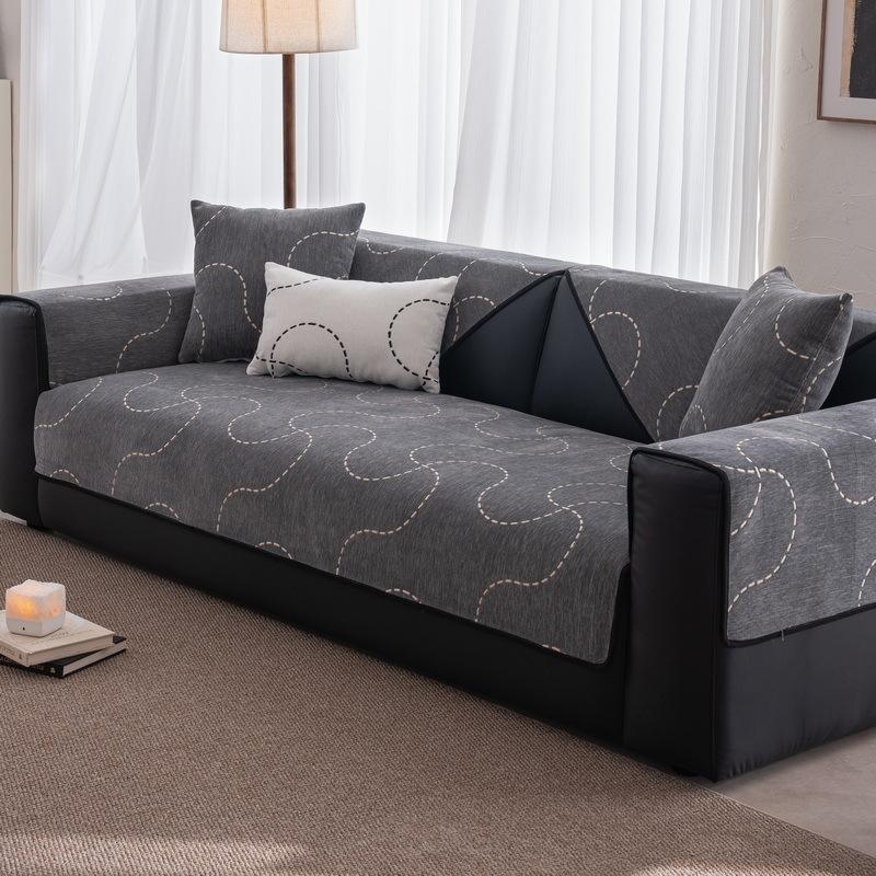 Straight Row Sofa Cushion New Four-Season Universal One-Piece Cover Towel Light Luxury High-End Seat Cushion Fixed Non-Slip