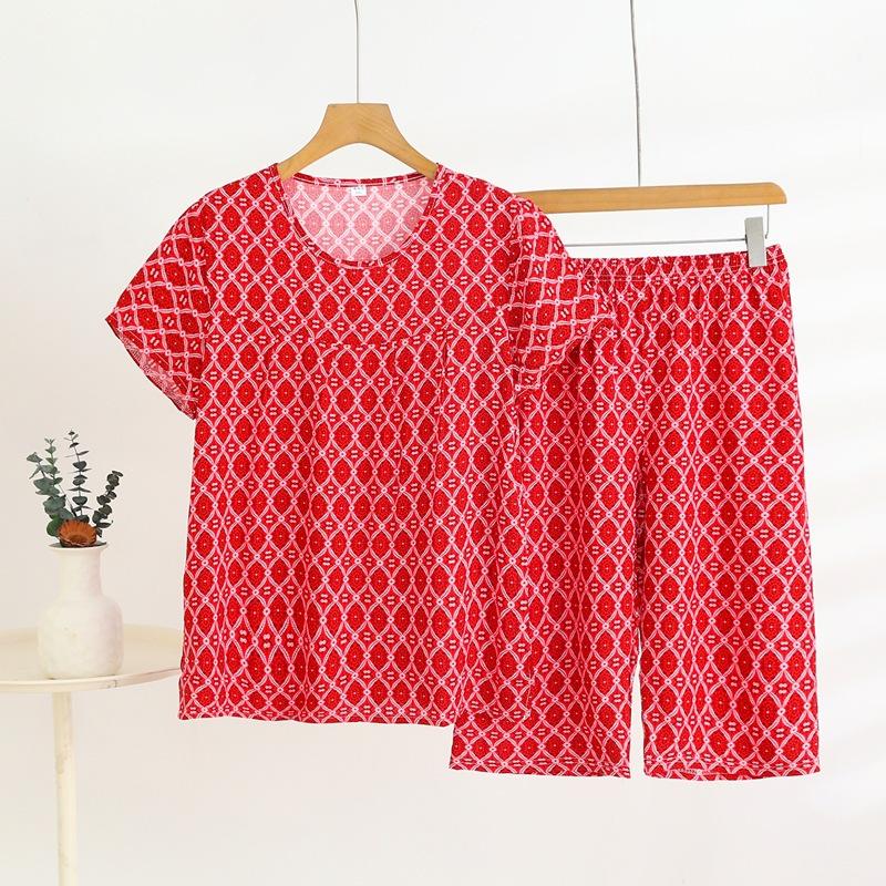 Летний комплект домашней одежды с коротким рукавом, женский тонкий топ с круглым вырезом, шорты, свободная пижама из двух частей