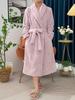 Women Thicken Warm Flannel Robe Winter Long Sleeve Plush Bathrobe Sexy  Solid Color Nightgown Lounge Sleepwear Bathing Homewear