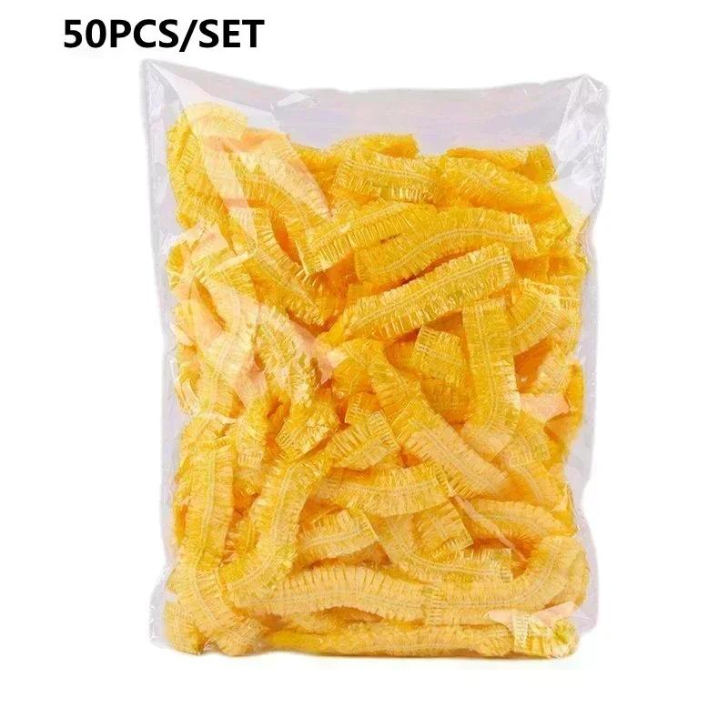 50/100 шт одноразовая шапочка для душа эластичная пластиковая утолщенная 42 см водонепроницаемый головной убор для спа салона краска для волос женская эластичная шапочка для волос