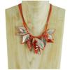 [R4317] - Handmade Necklace 'Mistinguette' Silver Orange - 13x9 Cm