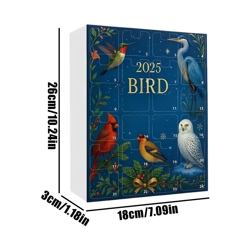 2025 Tree Hole Bird Advent Calendar, 24-day Christmas Countdown Calendar, 2D Flat Tree Hole Bird Hanging Decoration for Holiday