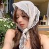 French Bandannas for Women White Lace Triangle Headscarf Pastoral Vintage Turban Headbands Fashion Photograph Summer Accessories