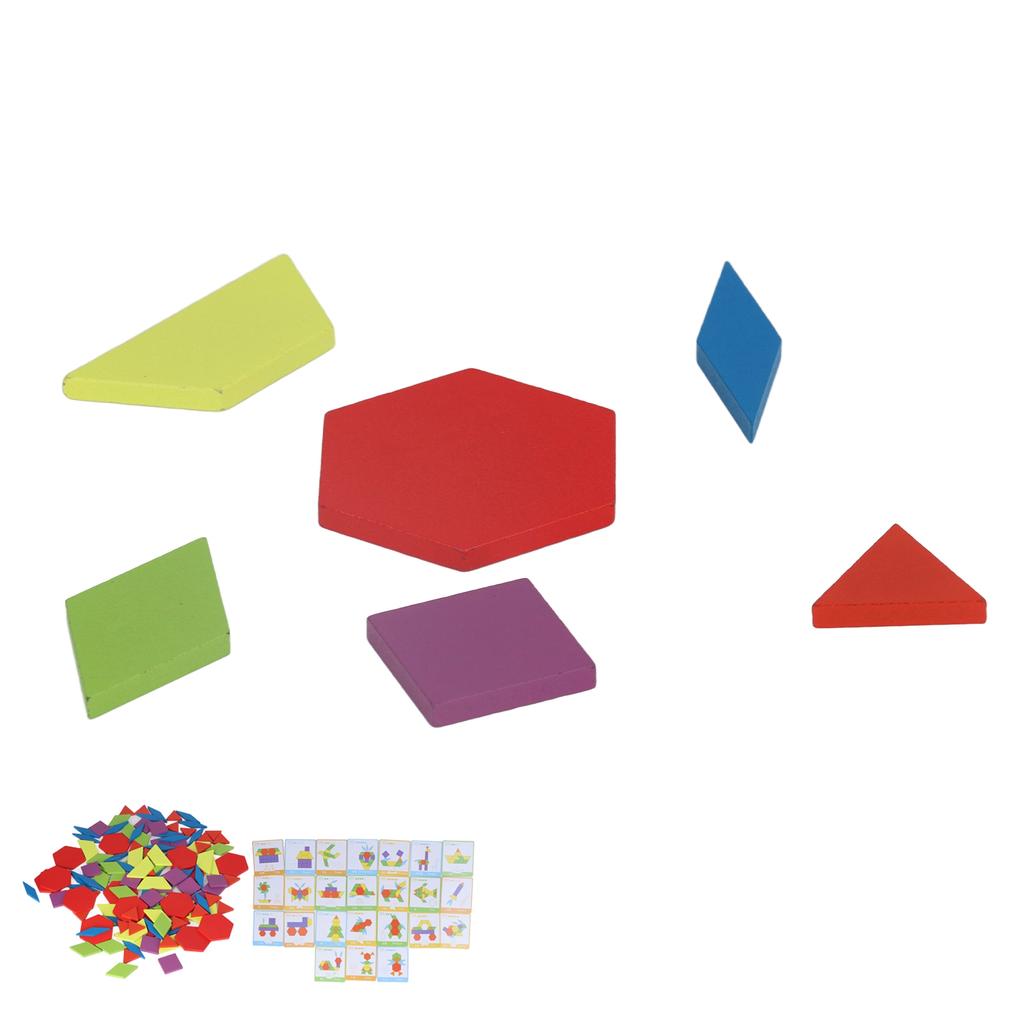 Игрушки Tangram, развивающие яркие геометрические формы, головоломки, деревянные блоки с узорами, набор для детей