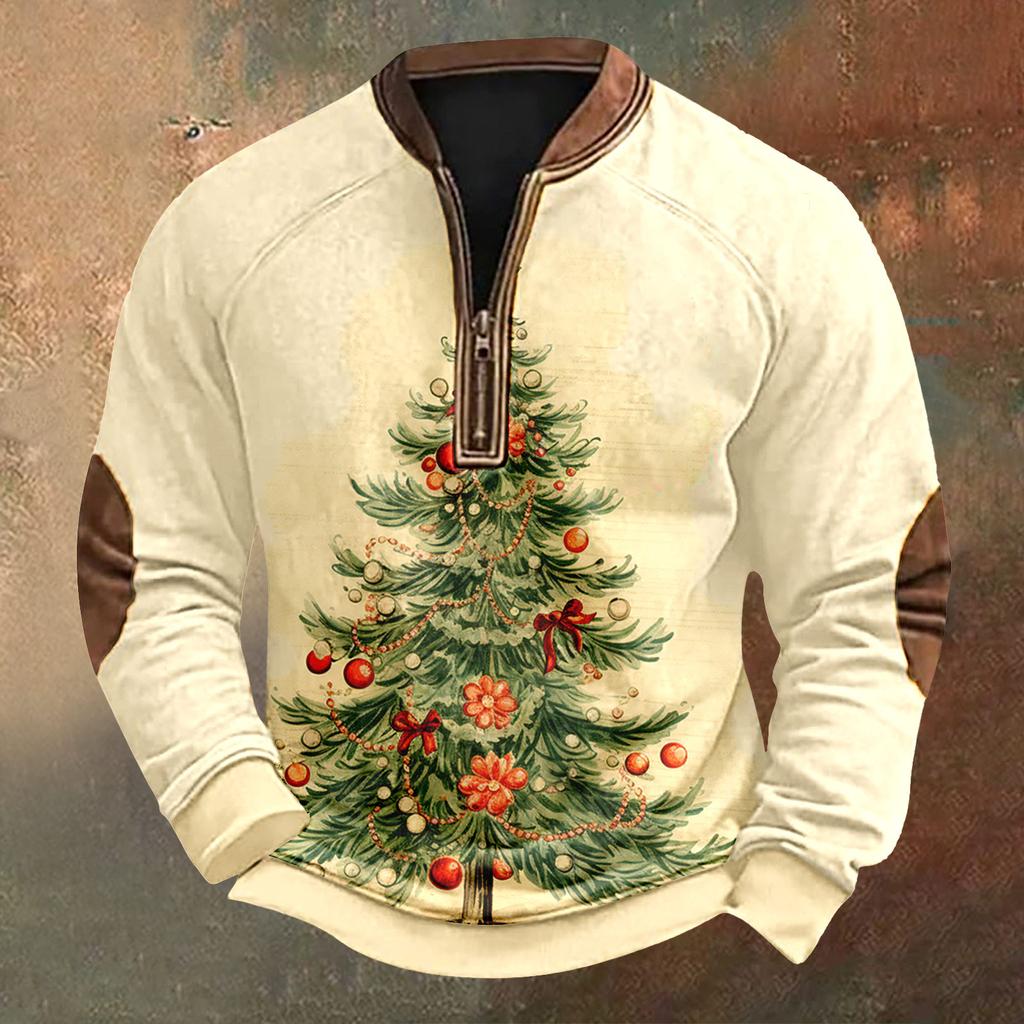 Мужская рождественская ретро-повседневная толстовка на молнии