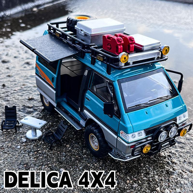 1/24 Mitsubishi Delica Mini Внедорожник ФУРГОН Дом на колесах Автомодель из сплава Со звуком и светом Детская игрушка Коллекционная вещь Подарок на день рождения