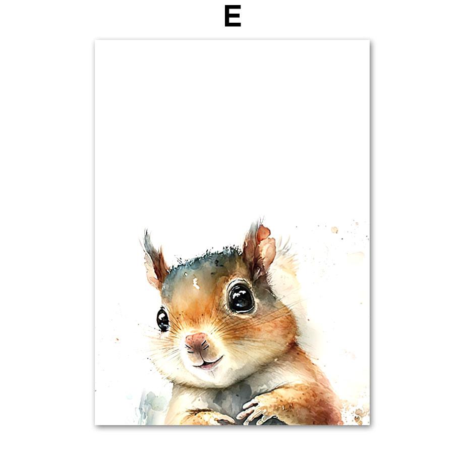 Woodland Owl Fox Deer Bear Raccoon Squirrel Nursery Wall Art Canvas Painting Posters And Prints Modern Baby Kids Bedroom Decor