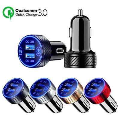 Автомобильное зарядное устройство USB мощностью 36 Вт, двойной порт USB QC 3.0, адаптер для быстрой зарядки со светодиодным сенсорным переключателем для RV ATV 12 В-24 В