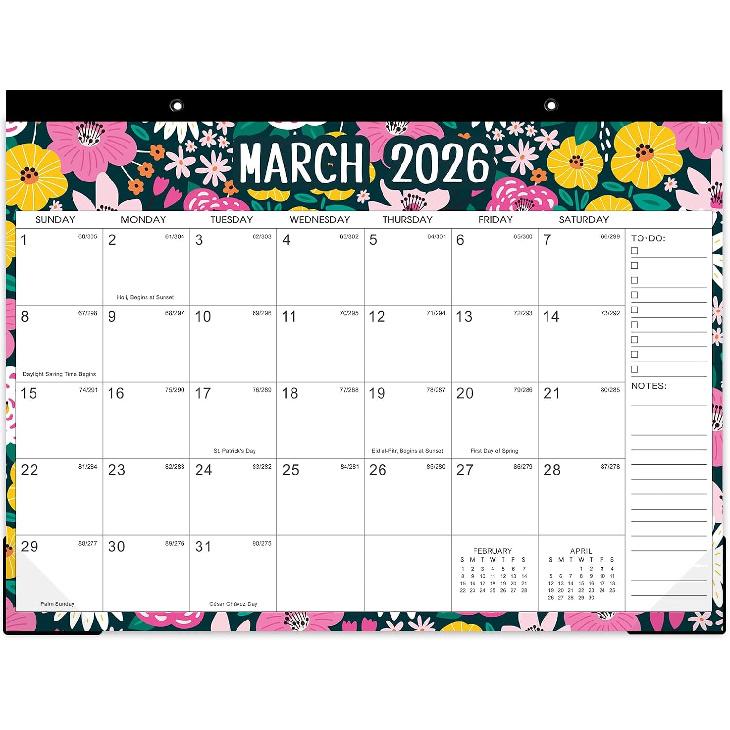 2026 Desk Calendar - 12 Months Calendar 2026, JAN.2026 - DEC.2026, 14.6" x 11.5", Desktop Calendar 2026 with Blank Blocks, Cutting Line, Corner