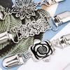 Gold Silver Cardigan Holders 4Pcs Vintage Sweater Clips for Women Girls, Retro Floral Clips, Elegant Scarf Clasps Adjustable Skirt Cincher Shawl Clip,