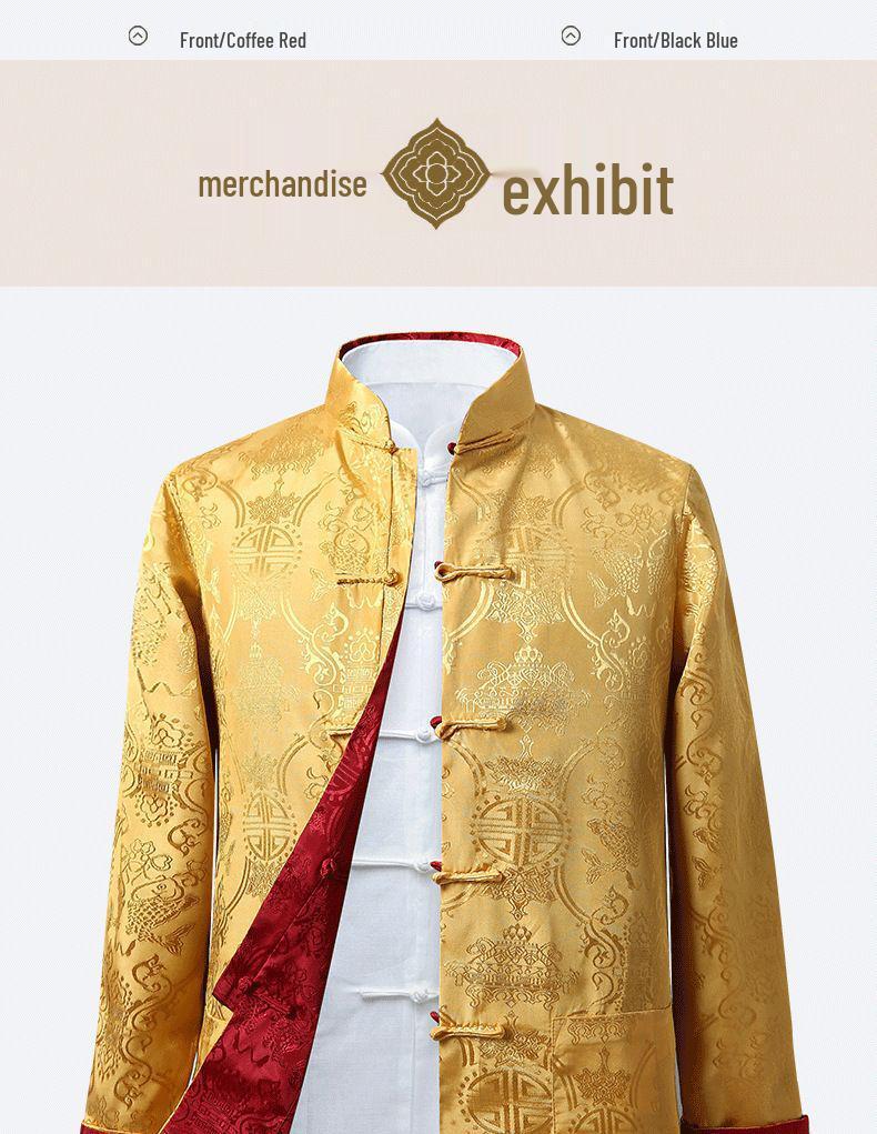 Мужской двусторонний пиджак Тан - Весенне-осенний повседневный ханьфу для папы и дедушки